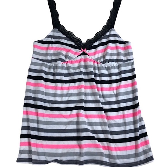 4/$32 Xhileration 📌Sz medium pink/gray/white/black tank top lace straps/collar - Picture 1 of 4